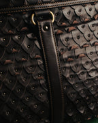 -SPECIAL- “Salvatore Ferragamo” 00’s-10’s Leather scale appliqué gancini shoulder bag