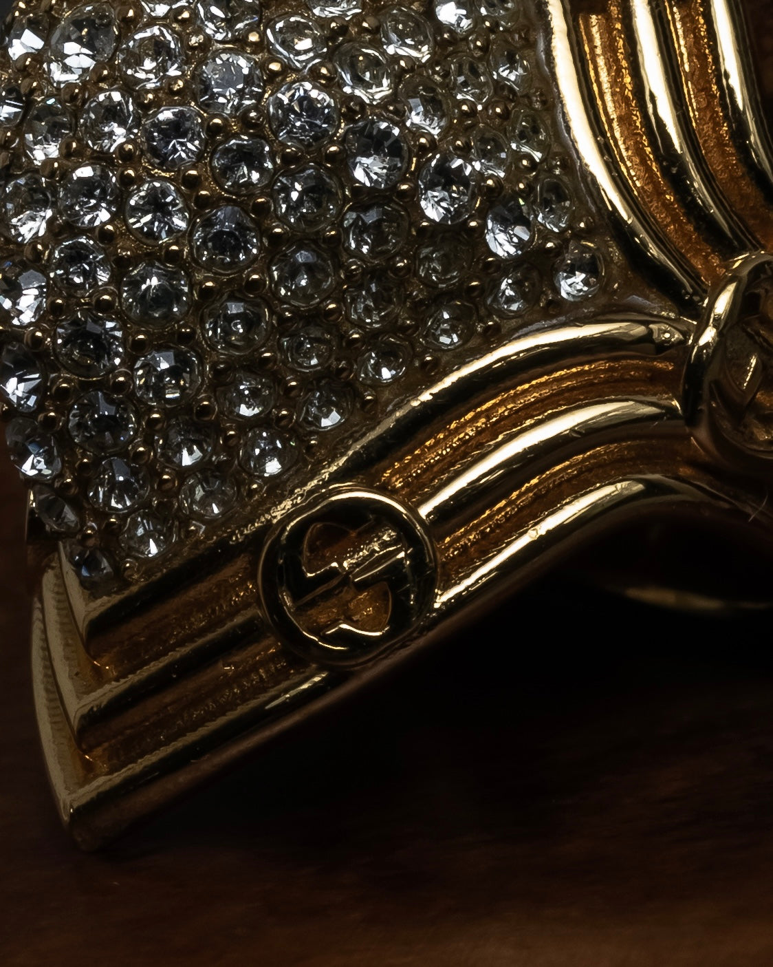 "GUCCI" Interlocking G rhinestone design dome-shaped ring