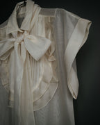 -SPECIAL- “VALENTINO ROMA” 2000’s sheer bow tie ruffled blouse