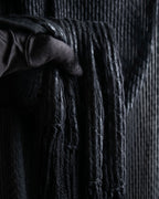 "GIORGIO ARMANI" Waffle low gauge knit fringe design stole