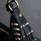 "MICHEAL KORS" Crescent fringe leather braided design shoulder bag