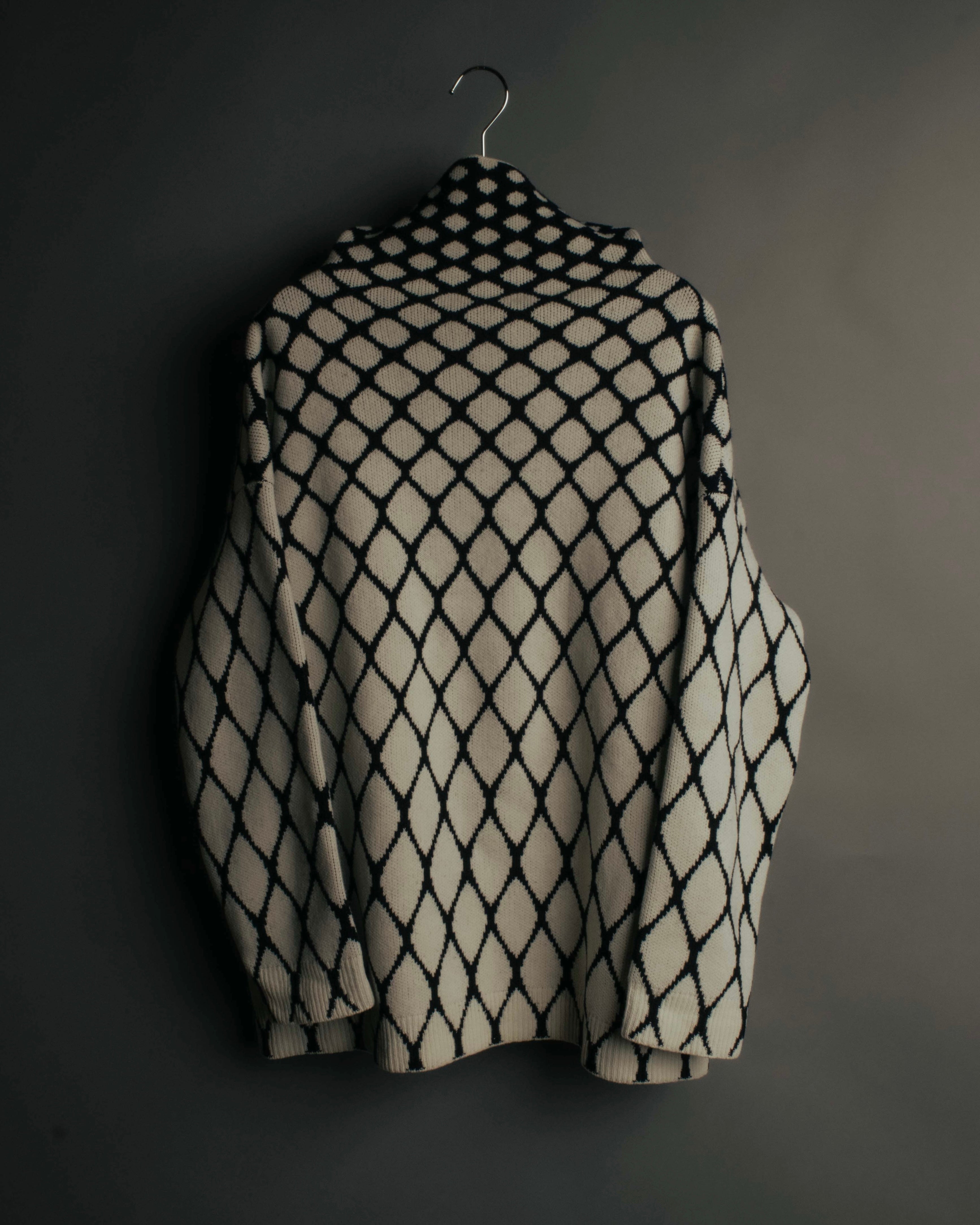 "VALENTINO" 20's Oversized diamond jacquard turtleneck knit sweater