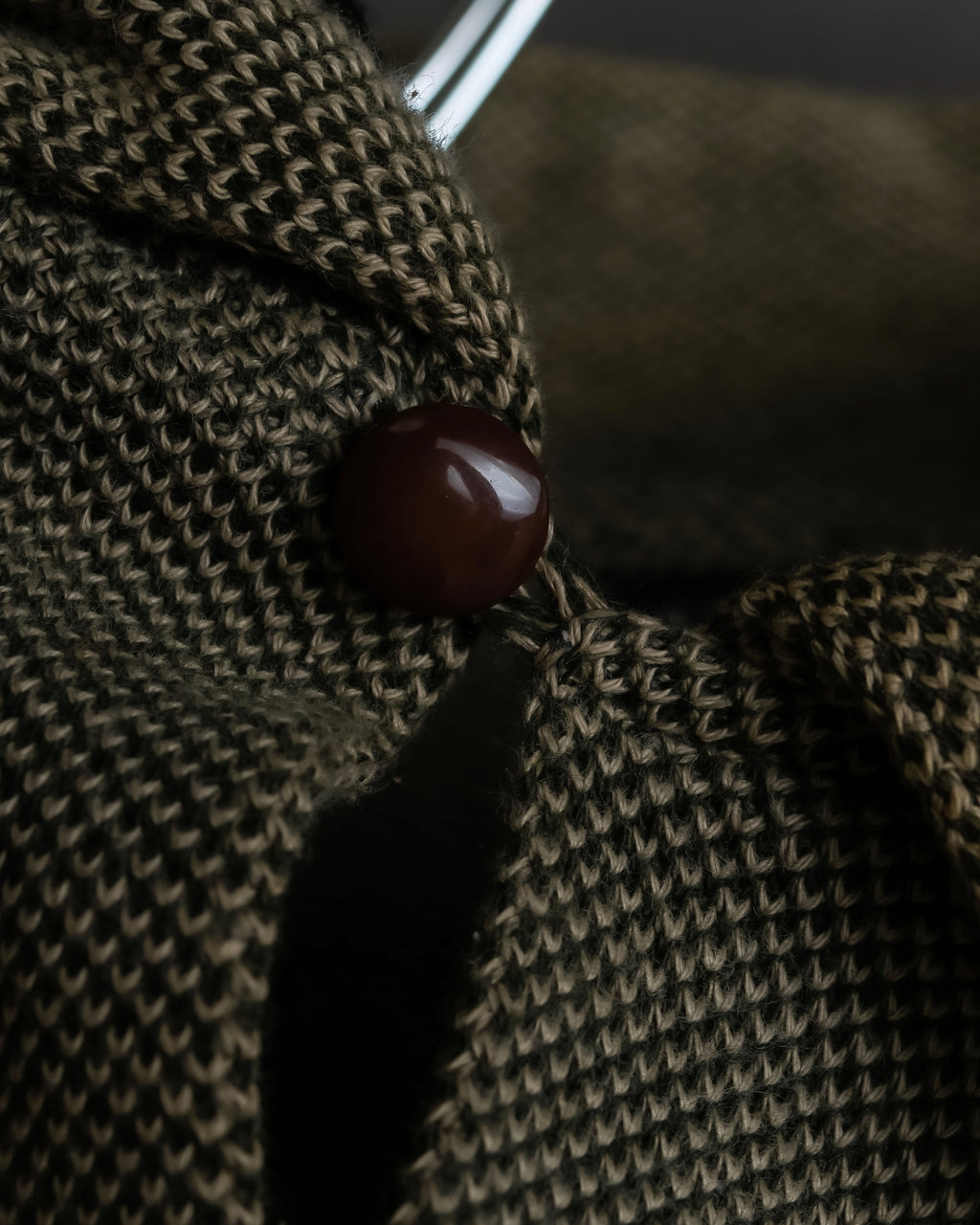 "Vintage herringbone long sleeve polo shirt"