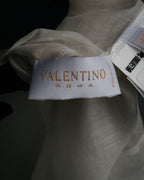 -SPECIAL- “VALENTINO ROMA” 2000’s sheer bow tie ruffled blouse