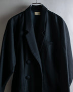 Tight-waisted wool shirt and black coat