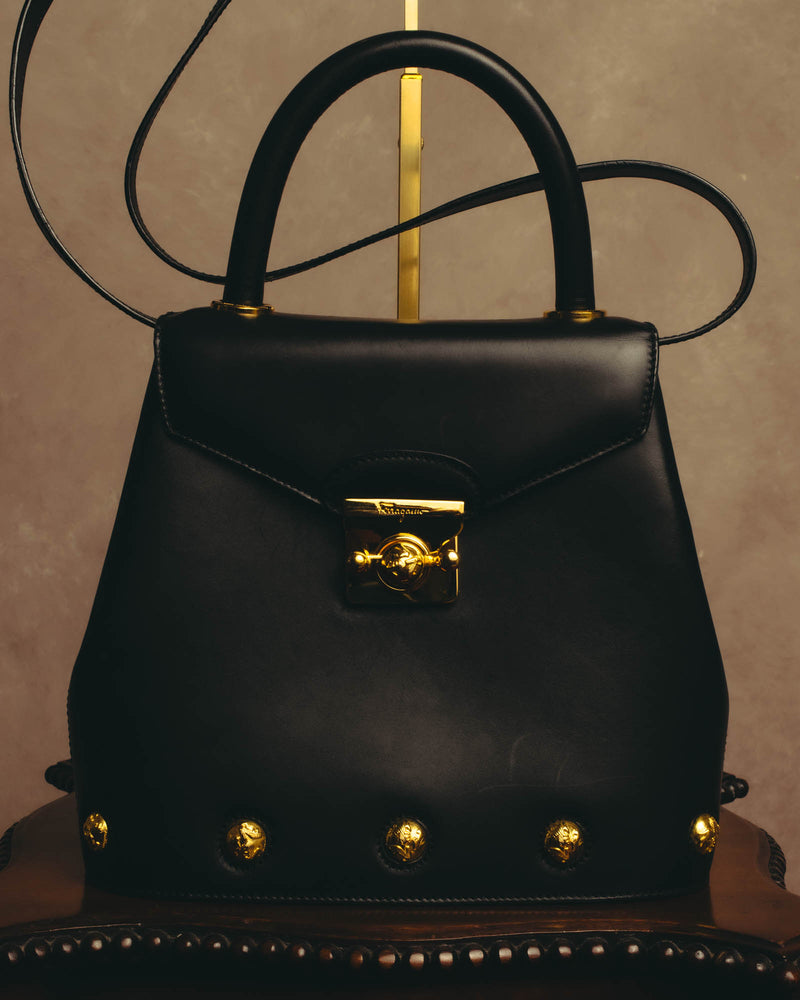 "Salvatore Ferragamo" 90's-00's Elegant leather 2 way handbag
