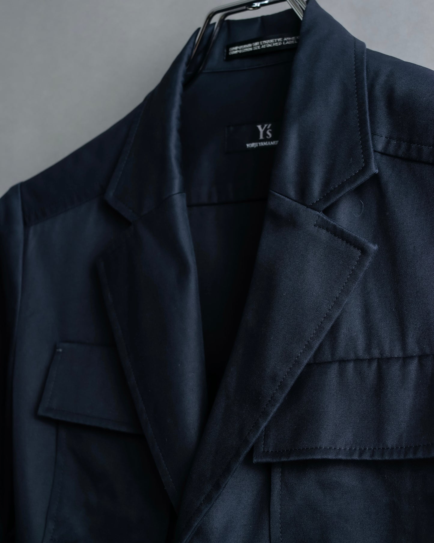 "Y's" 4 pocket military detail black tailored jacket