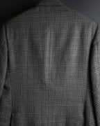 "HERMES" 90’s belvest silk wool linen peak lapel tailored jacket