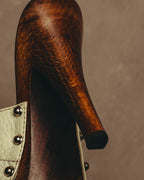 "GUCCI" 90's-00's Horsebit studded wood wedge mule sandals