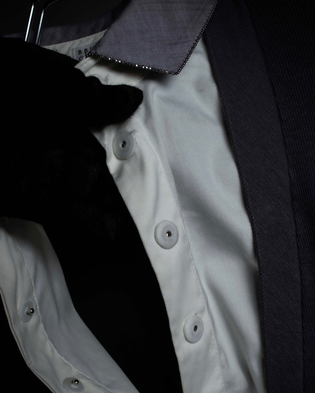 "BRUNELLO CUCINELLI" Layered shirt docking design knit pullover