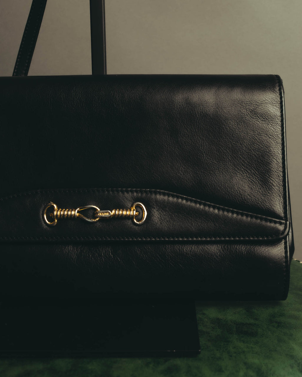 "CELINE" 70's-80's Classic horsebit leather shoulder handbag