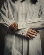 -SPECIAL- “HERMES” 80’s tonal jacquard pinstripe French cuff shirt