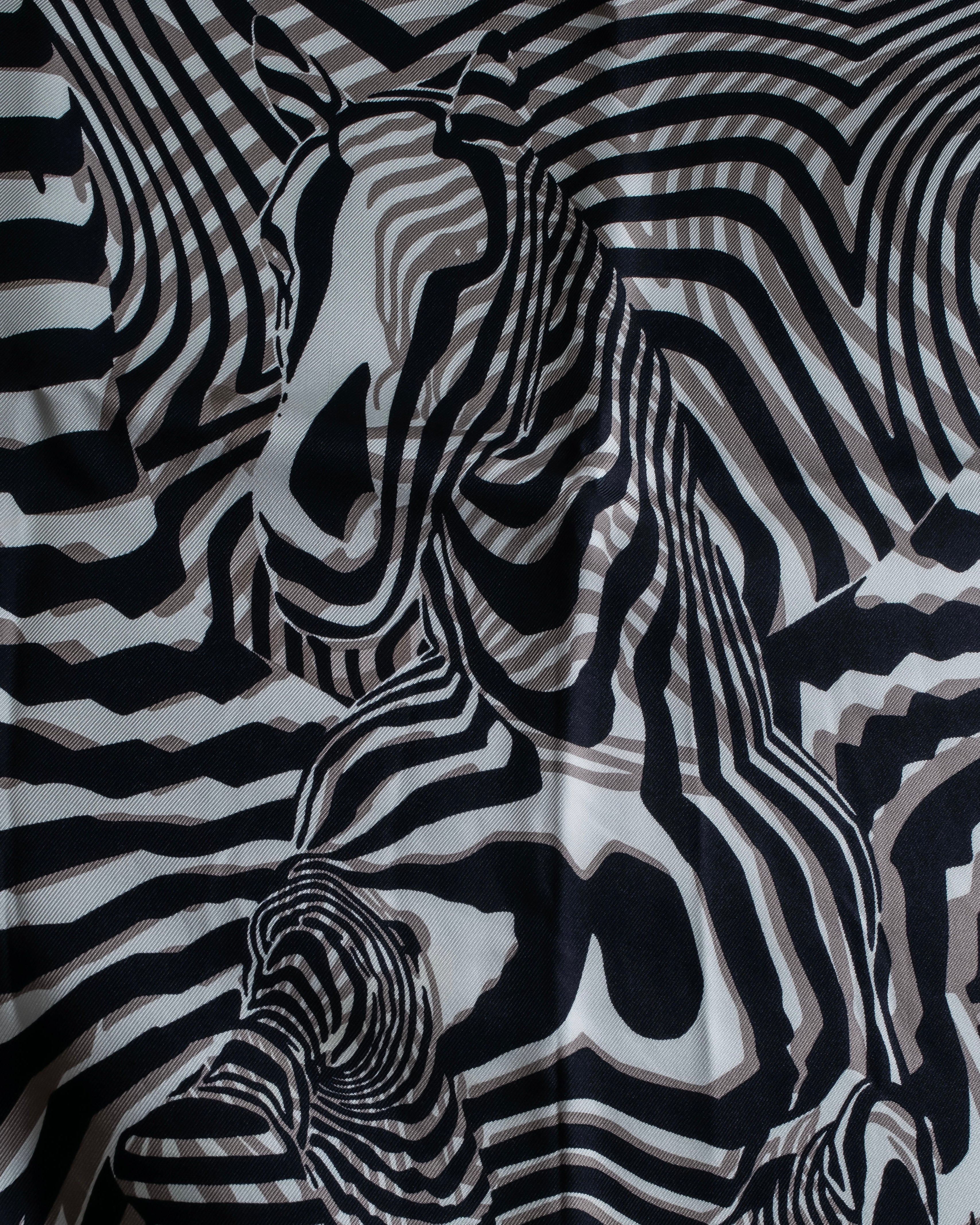 "HERMES" Zebra abstract print Carre 90 silk scarf