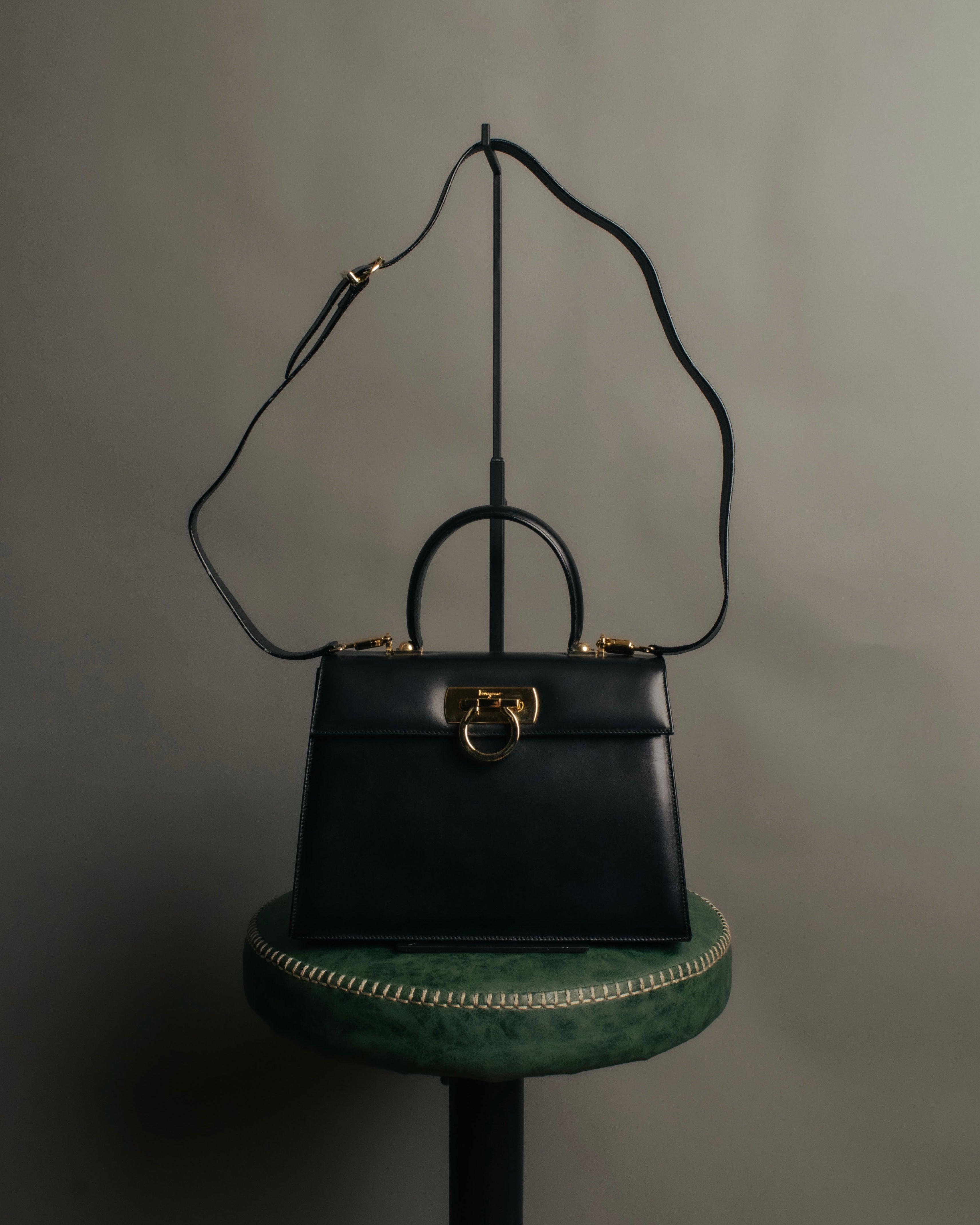 “Salvatore Ferragamo” 90’s-00’s Gancini top handle box calf bag