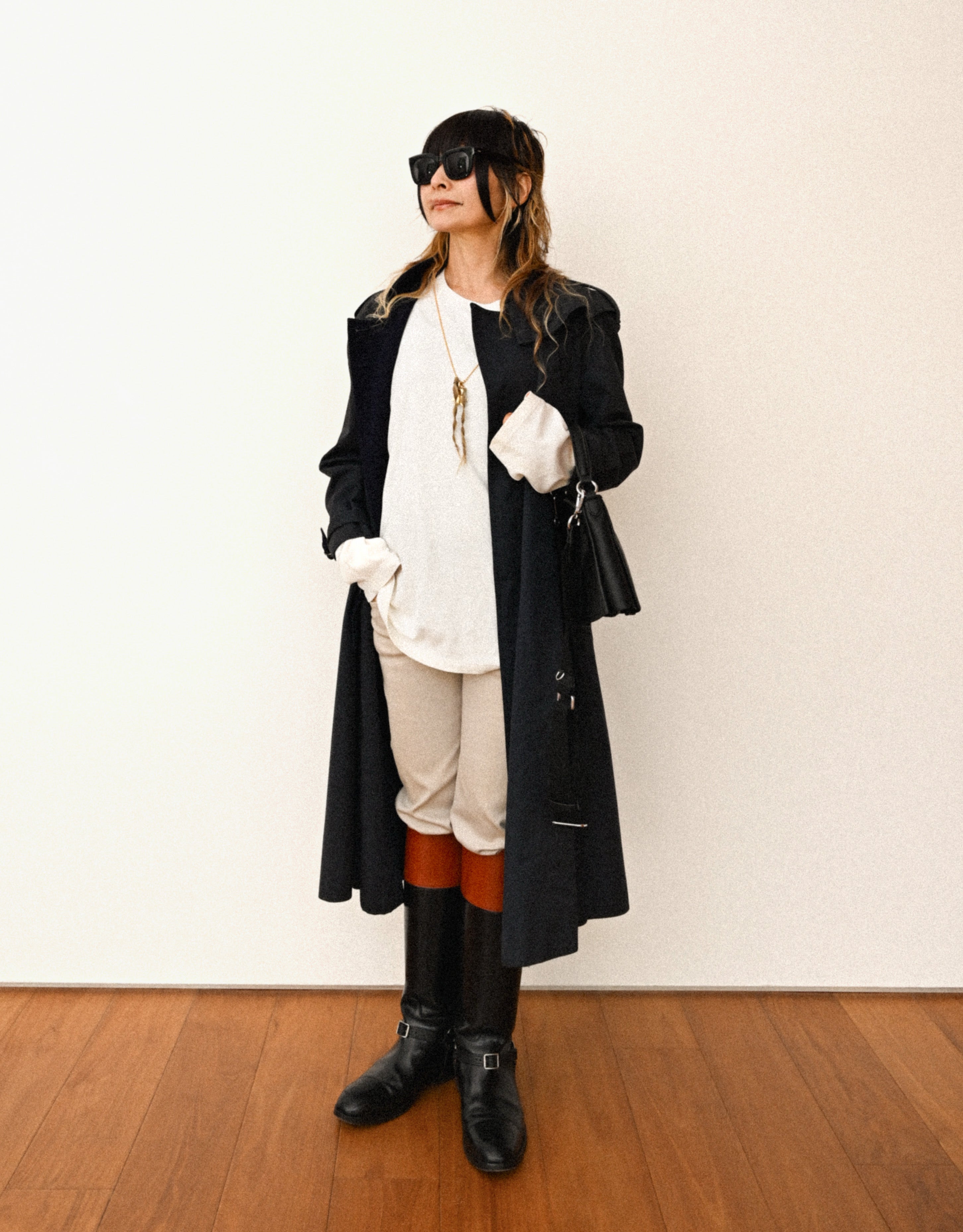 Chloe/ Beautiful A-Line Silhouette Trench Coat Navy