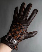 "Vivienne Westwood" Orb design checker panel pattern leather gloves