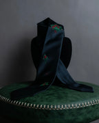 "DOMINIQUE FRANCE" Rose flower pattern silk necktie