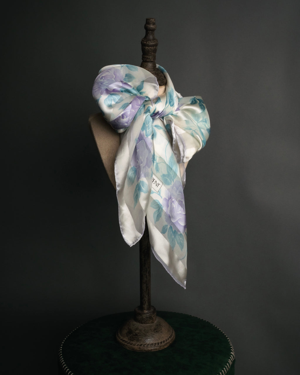 “Yves Saint Laurent” 80’s-90’s Sheer stripe floral silk scarf