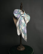 “Yves Saint Laurent” 80’s-90’s Sheer stripe floral silk scarf