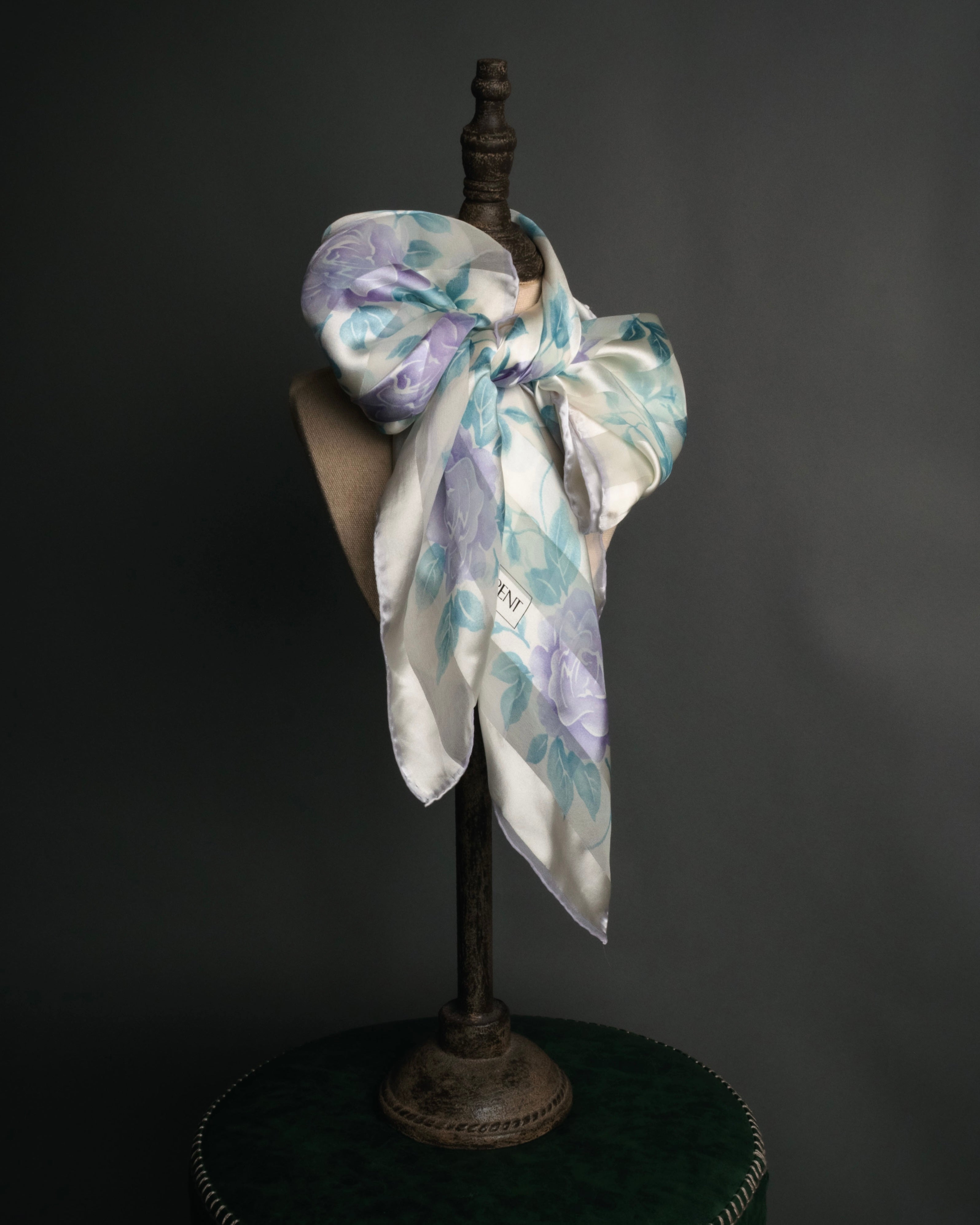 “Yves Saint Laurent” 80’s-90’s Sheer stripe floral silk scarf