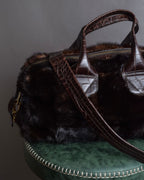 "FALORNI ITALIA LE BORSE" Mink fur leather combination design bag