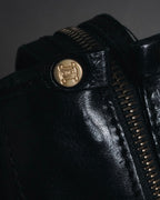 "CELINE" Leather double-pocket ring-hardware shoulder bag