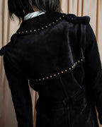 "Saint Laurent" 19AW gold studs design suede long coat