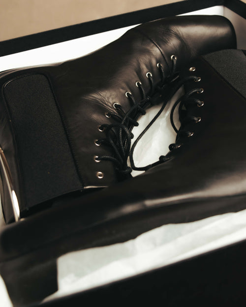 -SPECIAL- "JIL SANDER" 10's Sculptural gathered toe leather ankle boots