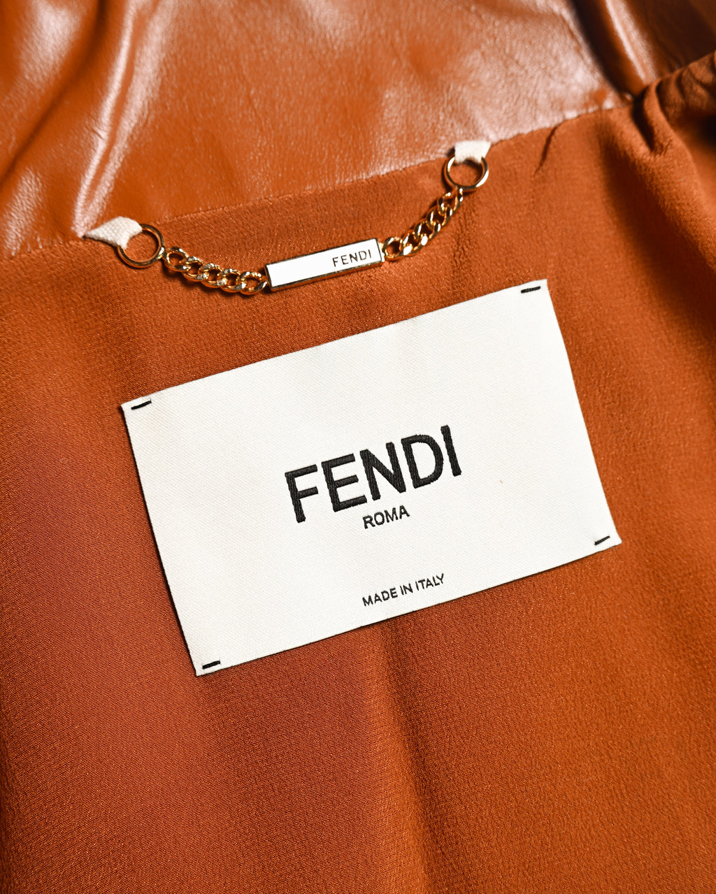 FENDI/ Back Logo Embroidery Calf Leather Short Jacket Brown
