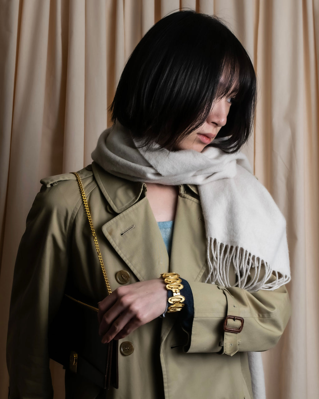 "BURBERRYS" Military detail long trench coat