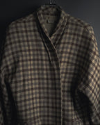 "GUCCI" 80’s checked wool shawl collar jacket