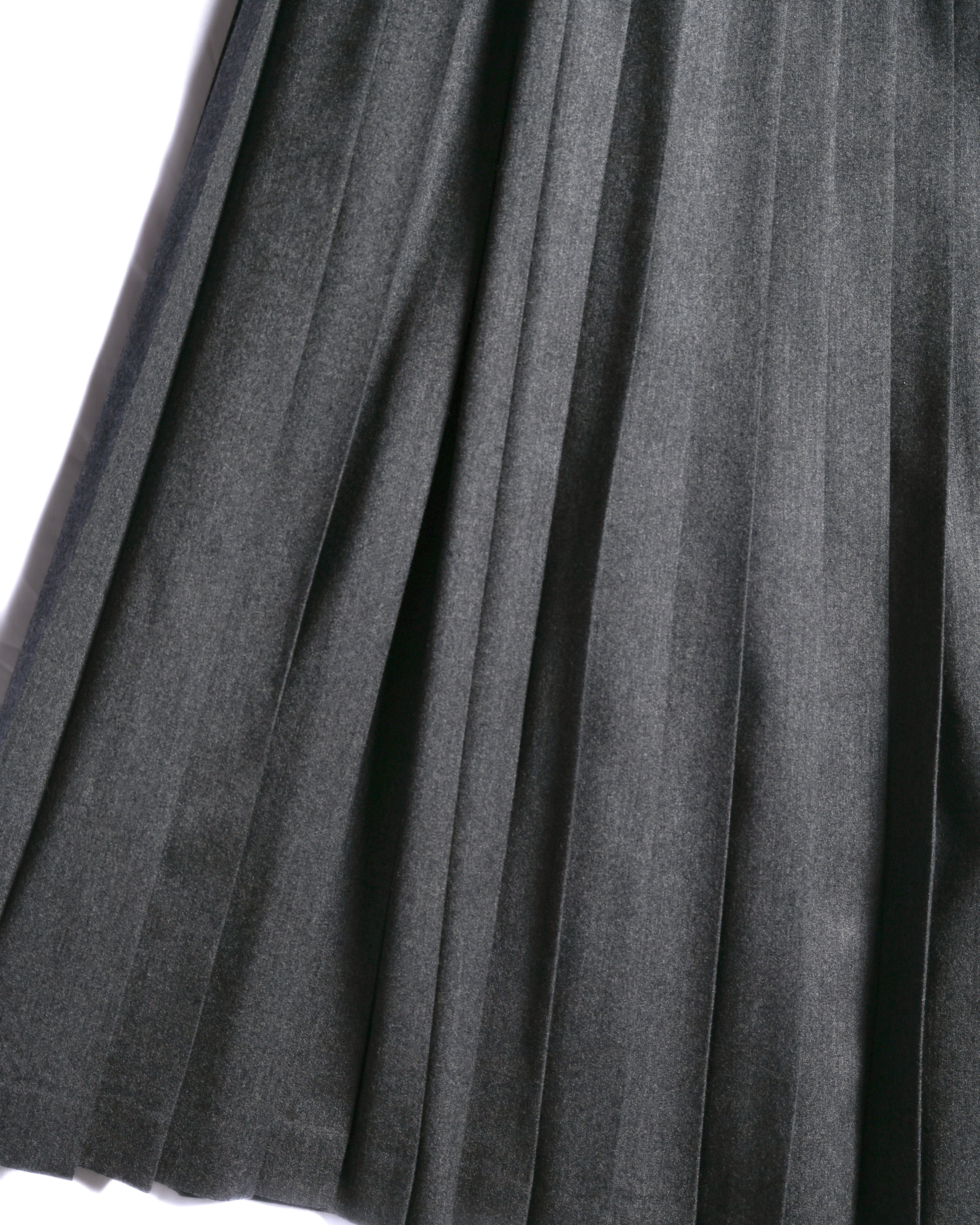 Christian Dior (SAMPLE)/ Archived Pure Wool Luxury Long Pleats Skirt Gray