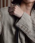 "Dolce & Gabbana" Raw edge frayed linen tailored jacket