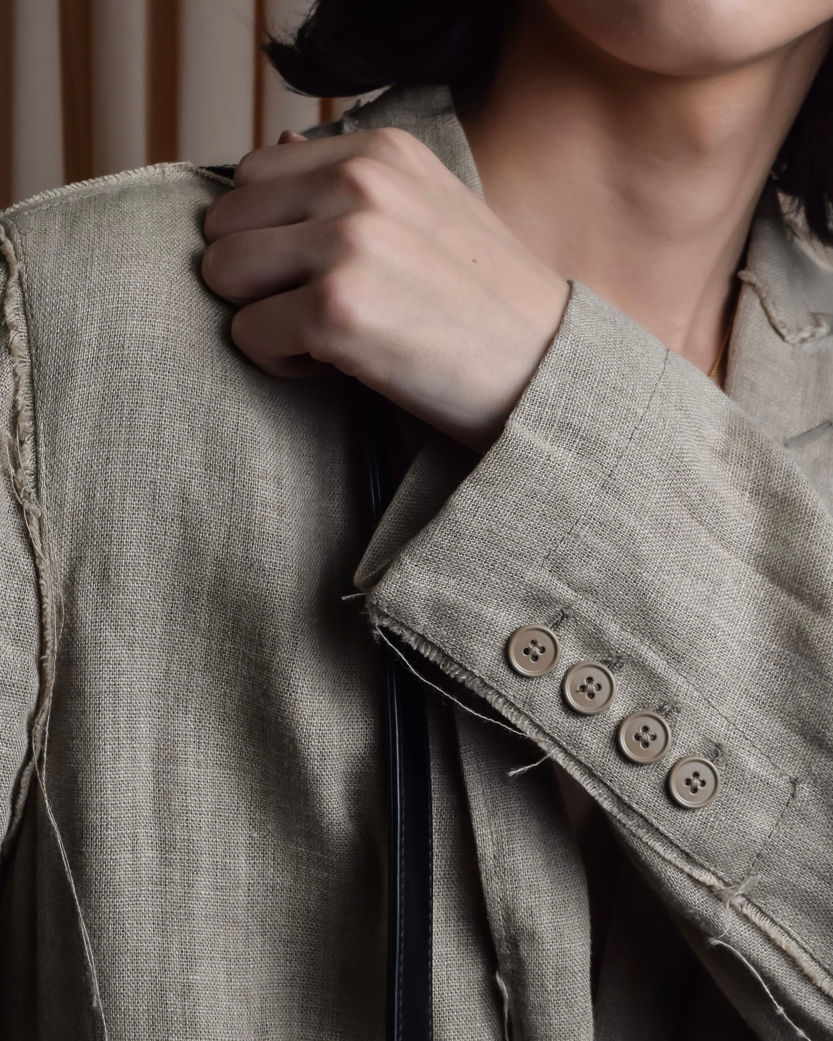 "Dolce & Gabbana" Raw edge frayed linen tailored jacket