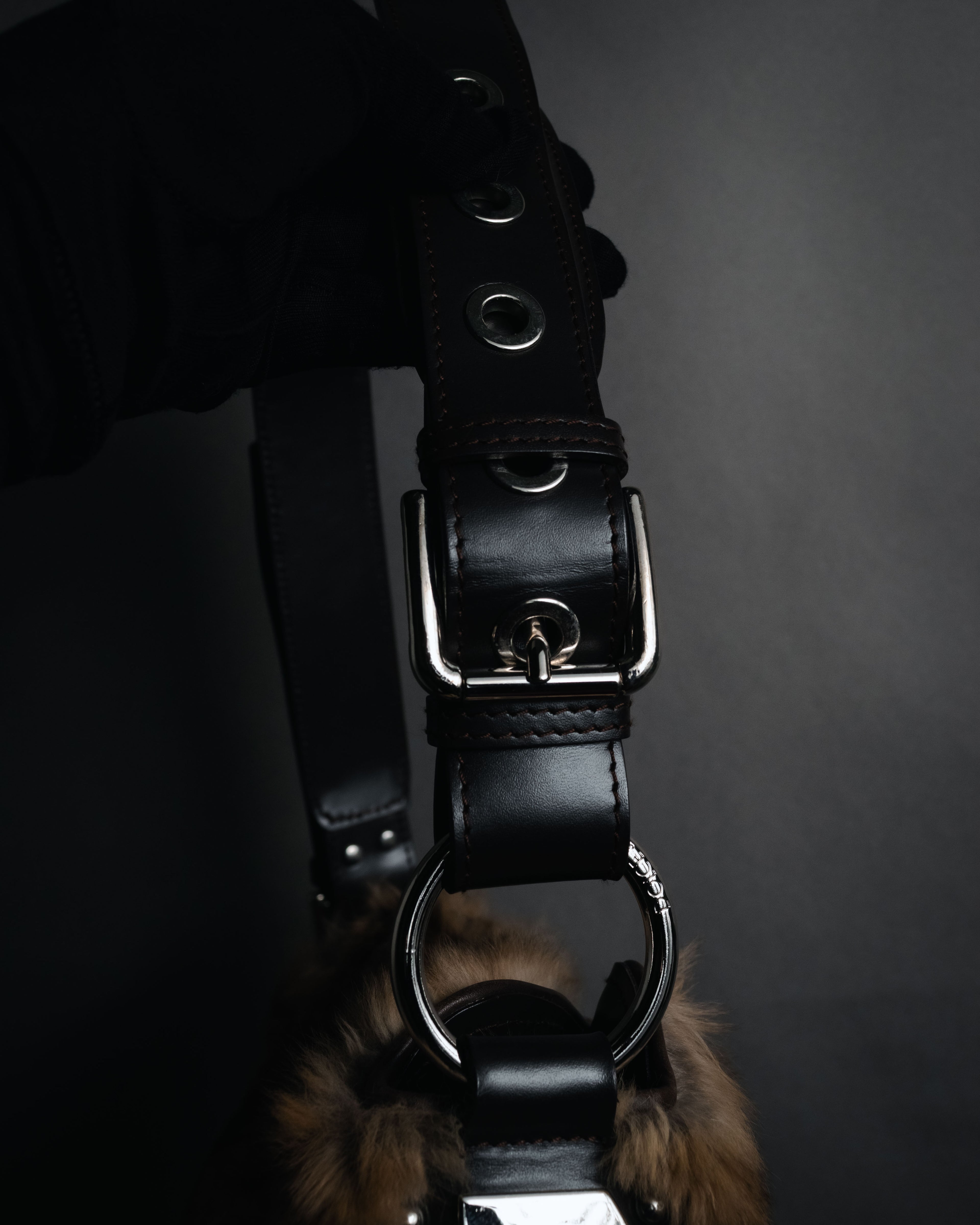 "DOLCE&GABBANA" 00’s-10’s Fur shoulder bag with logo hardware