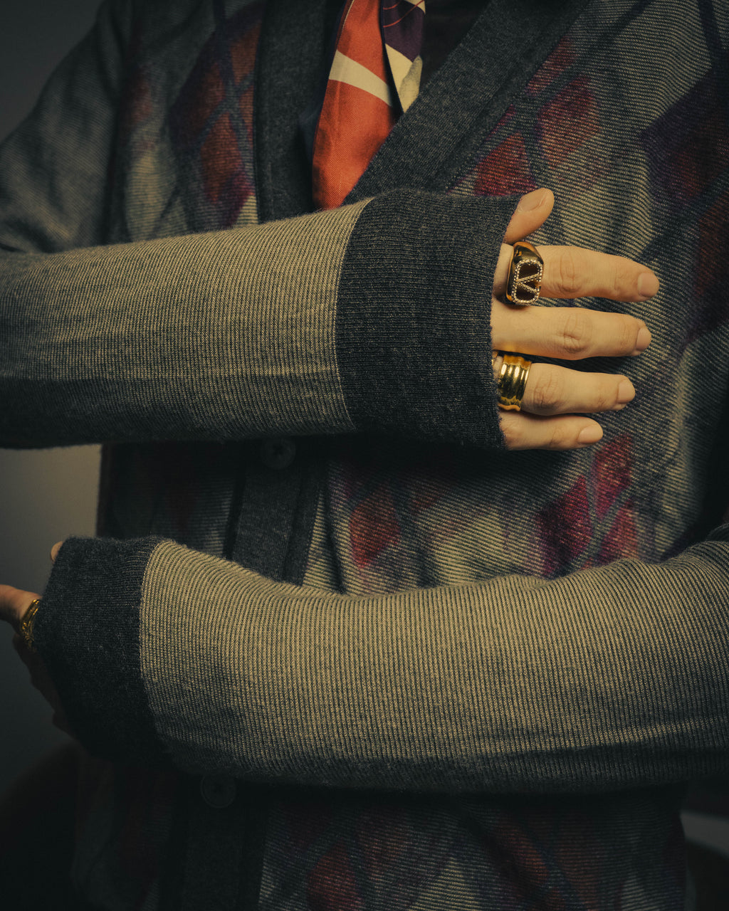 –SPECIAL– "Hermès" 90's-00's Plaid cashmere cardigan