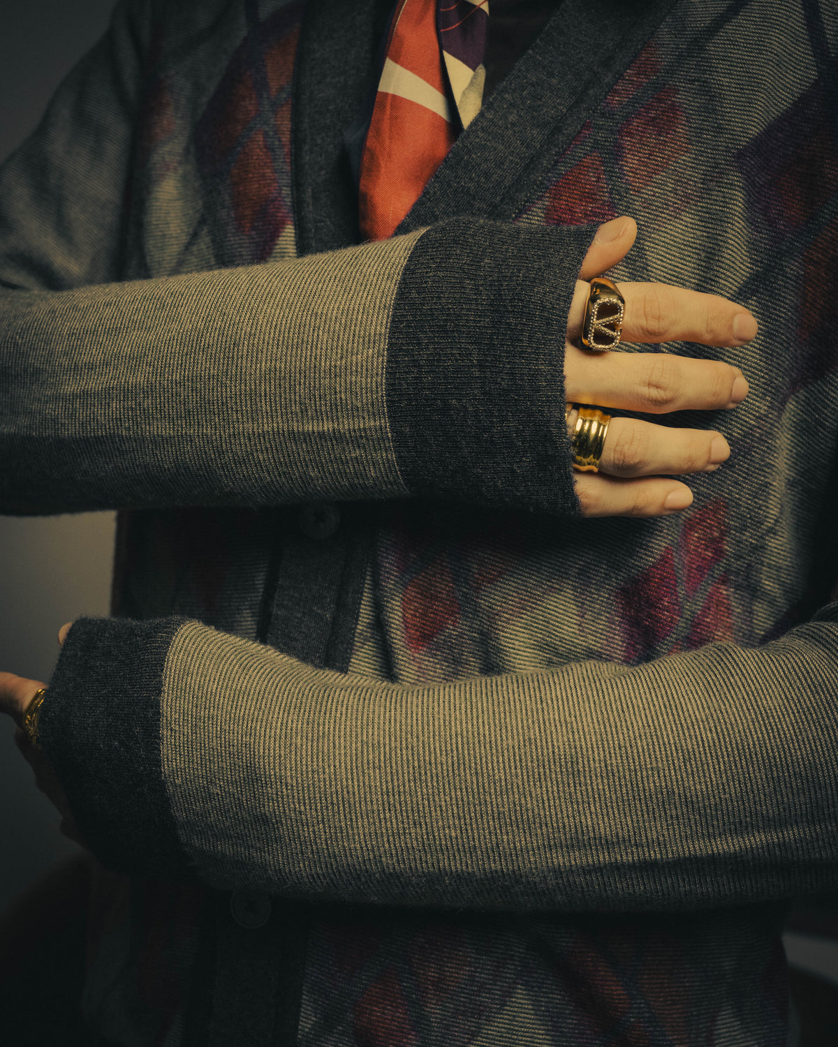 –SPECIAL– "Hermès" 90's-00's Plaid cashmere cardigan
