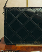 "Yves Saint Laurent" 80's-90's Lattice textured leather shoulder bag