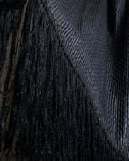 "GIORGIO ARMANI" Waffle low gauge knit fringe design stole