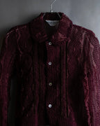 "robe de chambre COMME des GARCONS" Cable knit sheer shirt collar cardigan