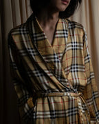 "BURBERRYS" Nova check maxi length silk gown coat