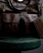 "BALENCIAGA" Gold turn lock design leather combination bag