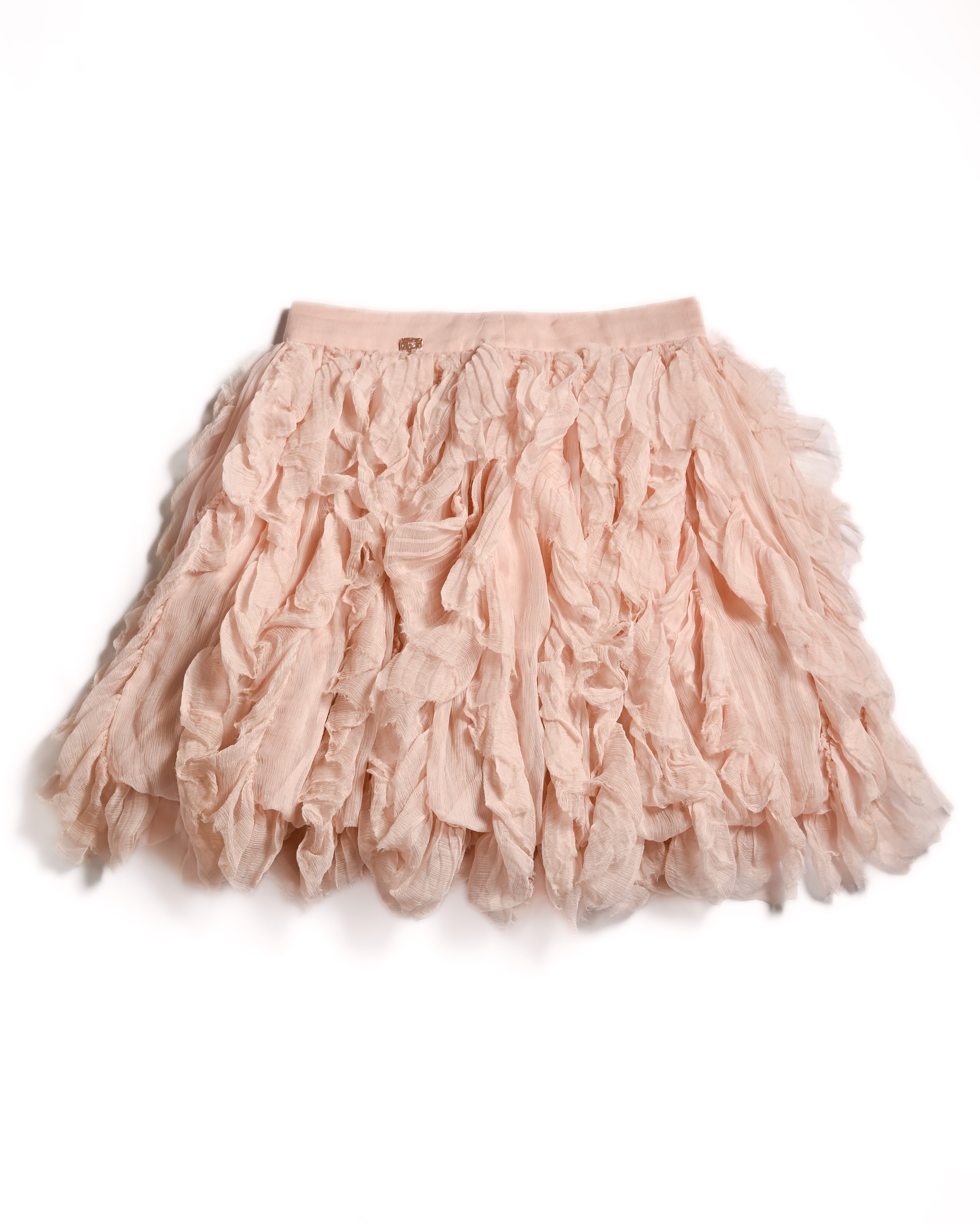 CHANEL/ 2011〜2012 Feather designed Silk Short Skirt Pink