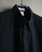 "GIANNI VERSACE" 80's-90's Dark jacquard long sleeve shirt