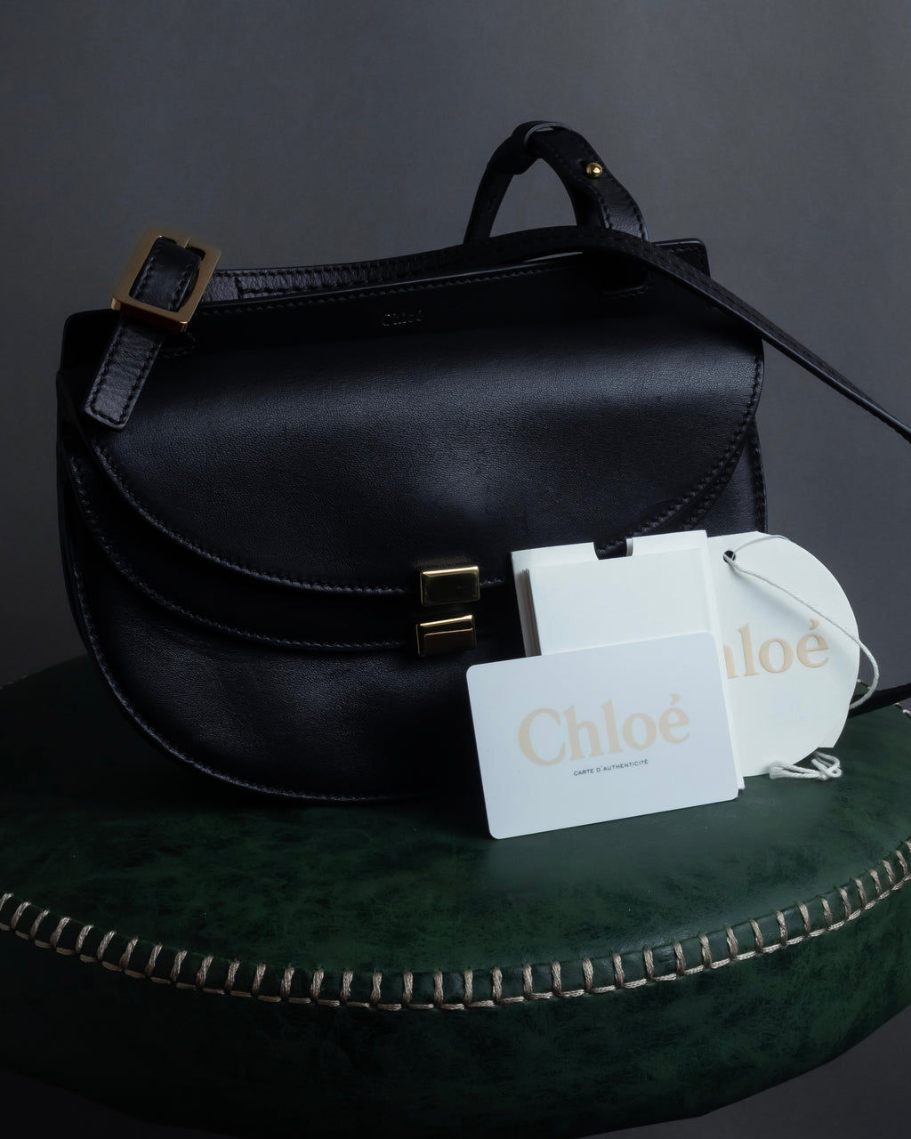"Chloe" Georgia double flap design leather bag