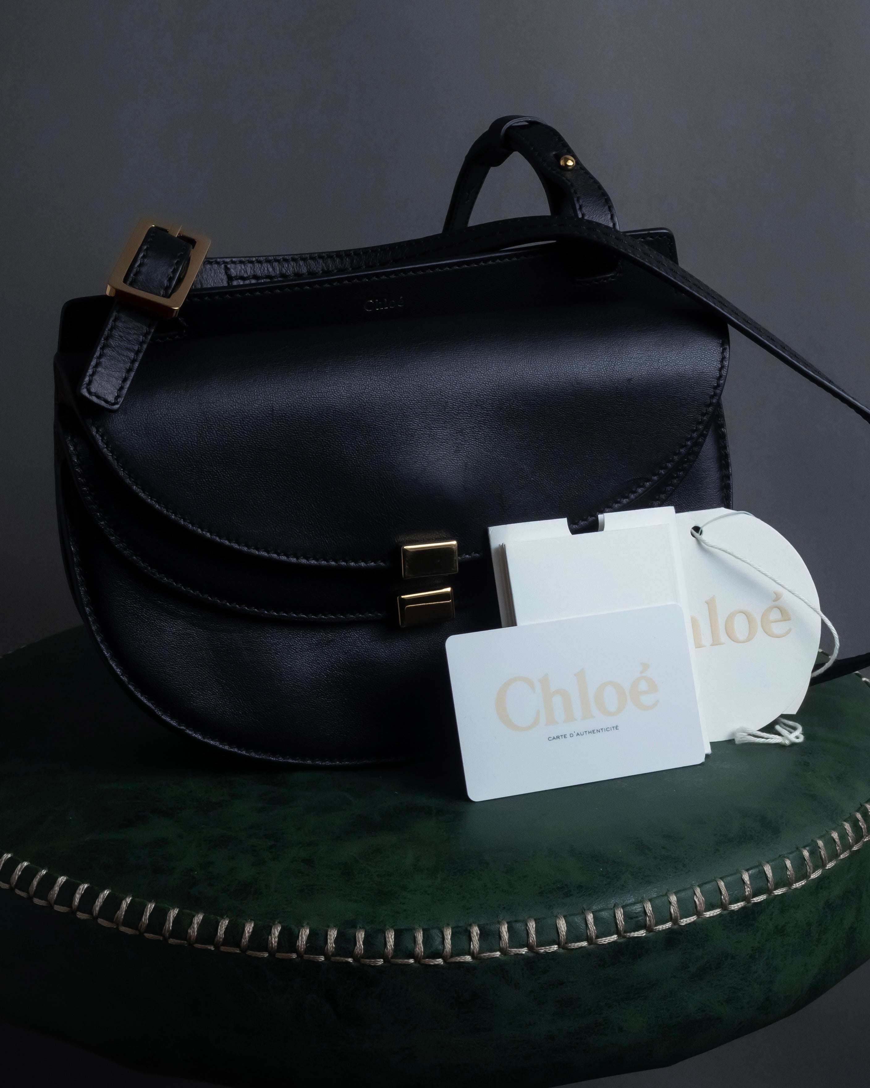 "Chloe" Georgia double flap design leather bag