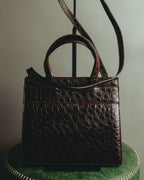 “Salvatore Ferragamo” 00’s-10’s Crocodile embossed vara bow 2way handbag