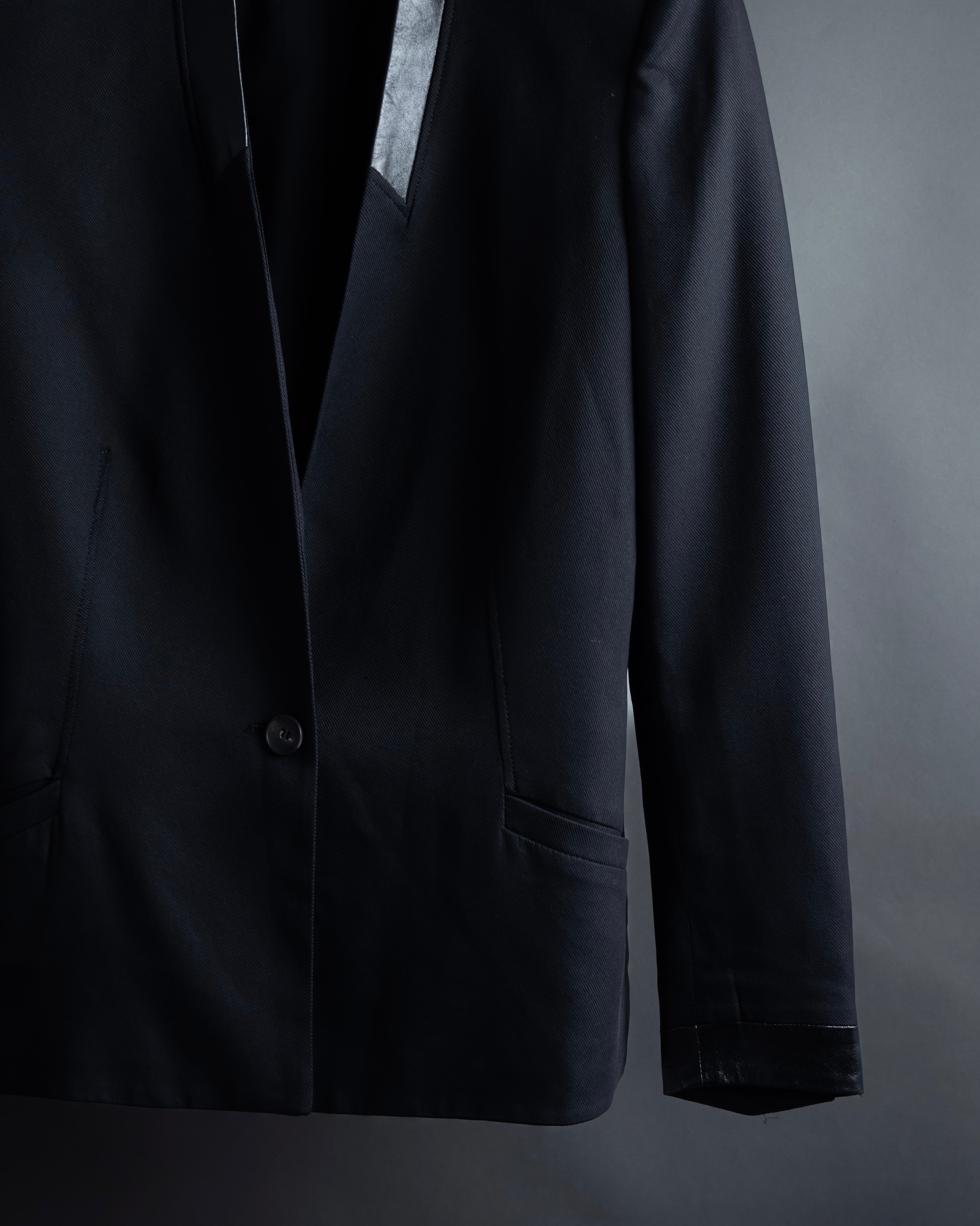 "HELMUT LANG" Leather lapel design, glossy jacket