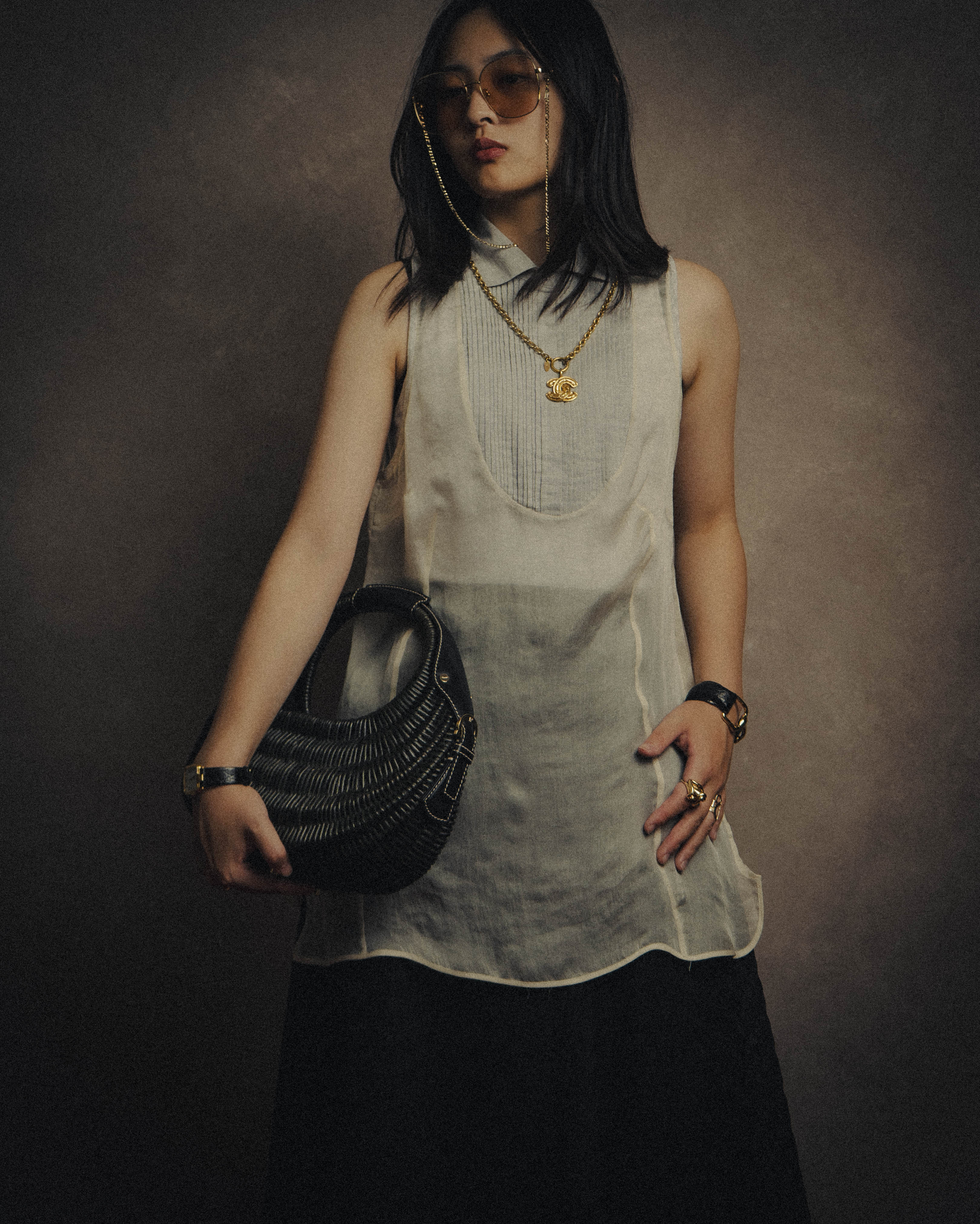 -SPECIAL- “Brunello Cucinelli” 00’s-10’s Sheer layered sleeveless tunic dress