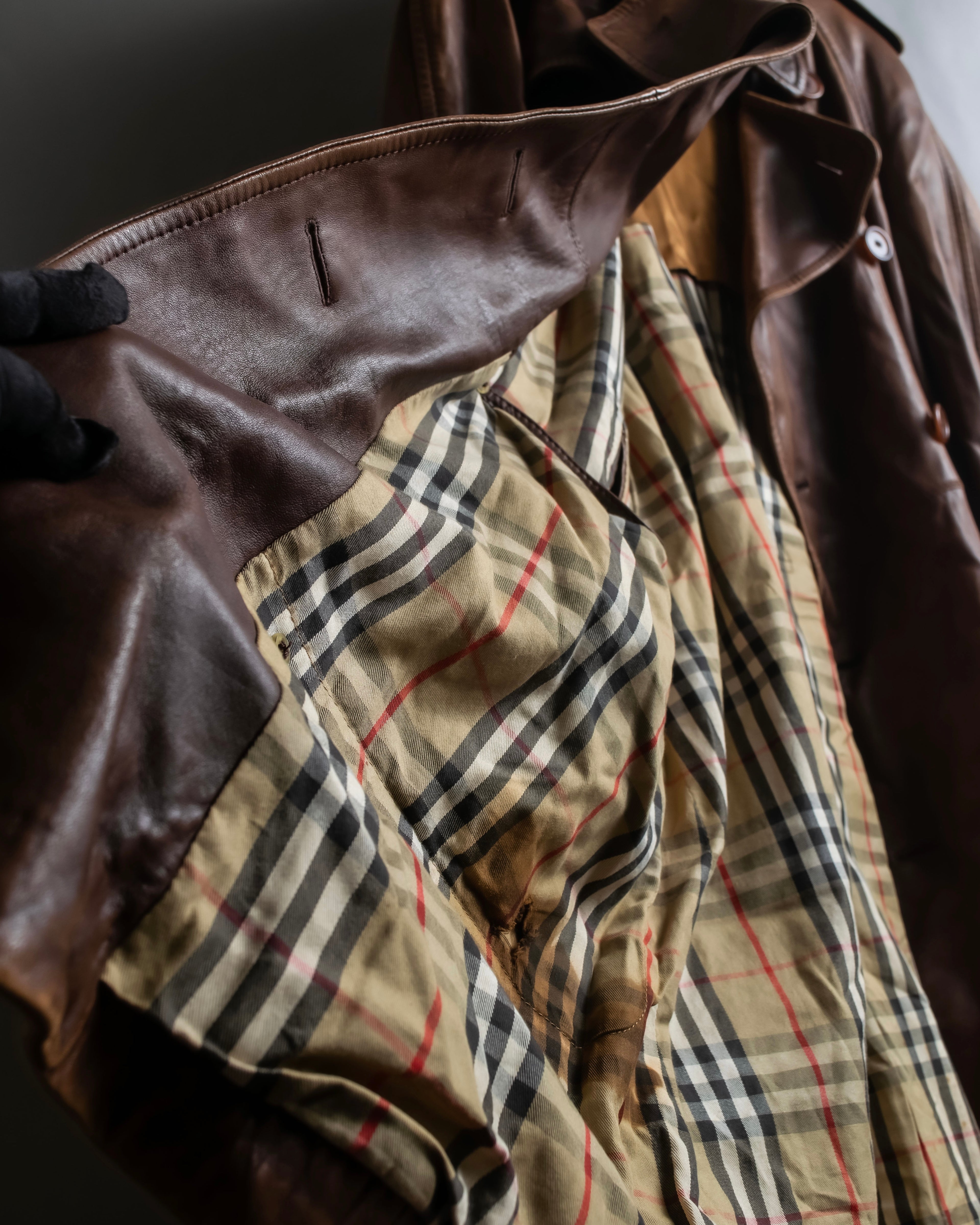 "Burberrys" Vintage-inspired leather oversized trench coat